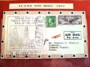 Cubierta de vuelo Easter Airlines Texas 1st Survey Lubbock-Houston 6 de diciembre de 1937 - Imagen 1 de 2