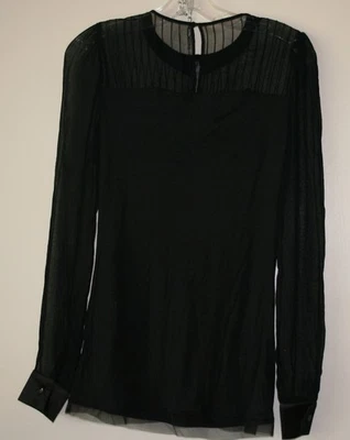 Camiseta Valentino Couture Jersey Negra Mangas Transparentes y Puños Satinados Foto 1 de 4