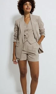 Ladies George Taupe Tailored Co Ord Shorts with Linen Size 10 - Picture 1 of 5