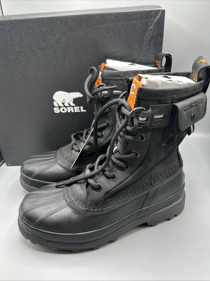 Sorel LM4945-010 Caribou Rein Waterproof boots WP Mens 9.5 Black