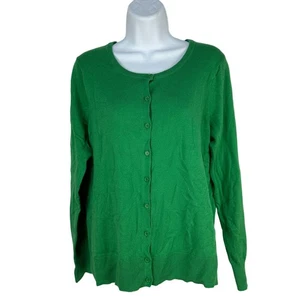 Old Navy Green Button Front Cardigan Sweater Size Large Classic Knit Lightweight - Picture 1 of 4