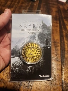 The Elder Scrolls V Skyrim Limited Edition Antique Gold Edition Coin Bethesda Fs - Picture 1 of 3