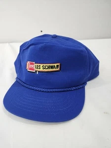 Vtg KC Tires Les Schwab Snapback Hat Blue One Size Adjustable Embroidered Rope - Picture 1 of 6