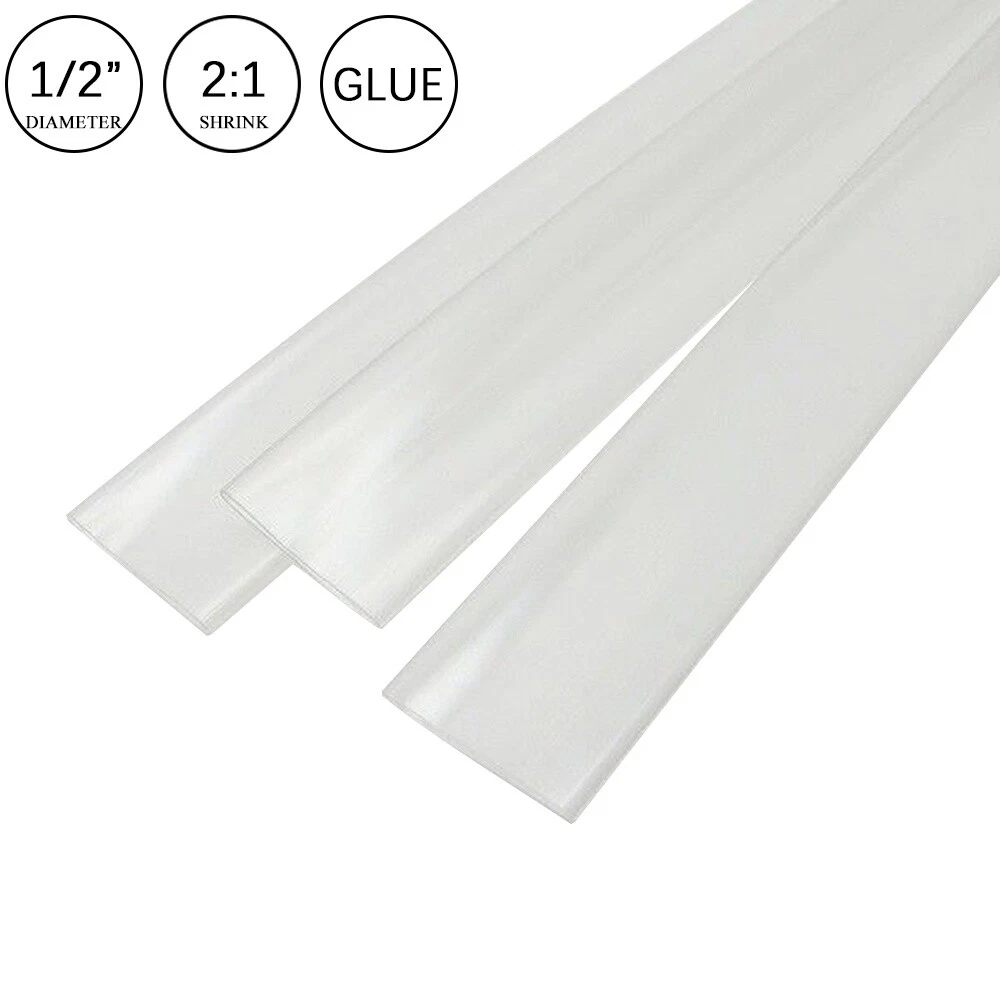 1-1/2" 3:1 Adhesive Lined Heat Shrink Tubing - Clear, 4ft Length - Dual Wall Polyolefin For Electrical Insulation
