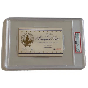 1953 President Dwight Eisenhower Inauguration Inaugural Ball Ticket Pass PSA 8 - Picture 1 of 4