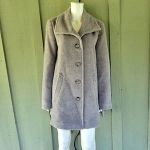 KATHERINE KELLY Gray Fuzzy Alpaca Wool Coat 12 Peru $499 - Picture 1 of 5