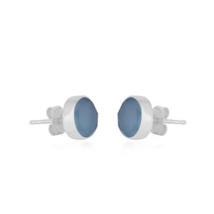 Chalcedony Earrings Sterling Silver 925 Stud Earrings for Women Girls Wedding - Picture 1 of 5