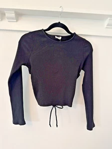 Cotton On Black Ribbed LS Top w Open Back. Size Small BNW/Out Tag - Picture 1 of 3