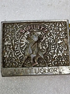 Schlitz Bull Malt Liquor Metal Belt Buckle 1970s Heavy Solid Beer Vintage - Picture 1 of 12