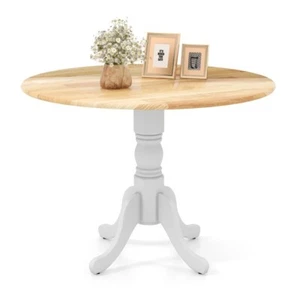 4 People Heavy Duty Wooden Dining Table Kitchen Round Tabletop With Curved Legs - Picture 1 of 10