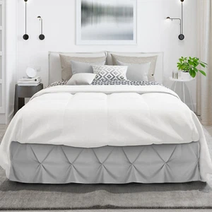 Pinch Pleat Bed Skirt Premium Luxury Dust Ruffle 14" Drop Hotel Quality - Picture 1 of 197