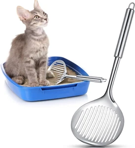 2 Pcs Cat Metal Litter Scoop Litter Scoop, Cat Accessories Scooper Stainless Ste - Picture 1 of 12
