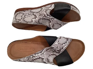 $120 Sheridan Mia sz 42/10 M KOKOS LEATHER WEDGE SLIDE - BLACK multi display - Picture 1 of 11