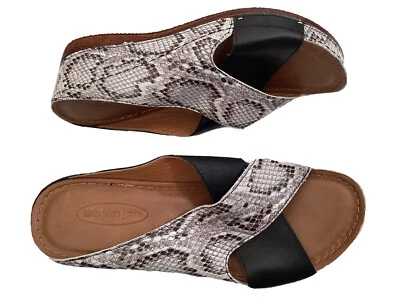 $120 Sheridan Mia talla 42/10 M KOKOS CUERO CUÑA DIAPOSITIVA - NEGRO pantalla múltiple Foto 1 de 4