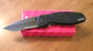KERSHAW New Ken Onion Black Blur Black Part Serrated Tanto Blade Knife/Knives - Picture 1 of 1