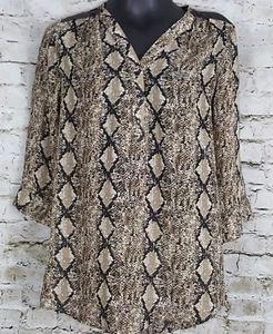 MIX & CO. Women's Size S Snake Skin Animal Print Woven Chiffon Top Sheer Shirt - Picture 1 of 5