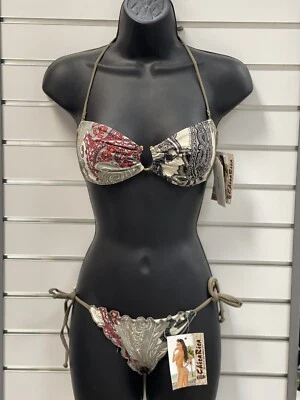 Chica Rica Pasha Paisley Bandeau Top & Tie Scrunch Bikini Talla Pequeña Foto 1 de 4