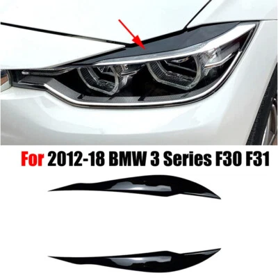 Para 12-18 BMW Serie 3 F30 F31 Fibra de Carbono Faro Cejas Párpado Cubierta Borde Foto 1 de 4