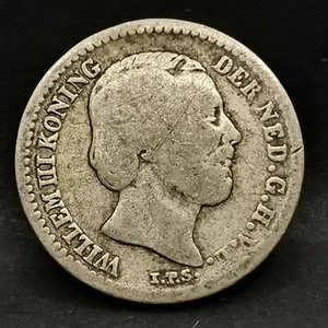 10 CENTS ARGENT 1885 WILLEM III GUILLAUME III PAYS BAS / NEDERLAND SILVER - Picture 1 of 2