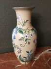 HAND PAINTED MADE IN HONG KONG VASE FLORAL PATTERN 12.5" TALL