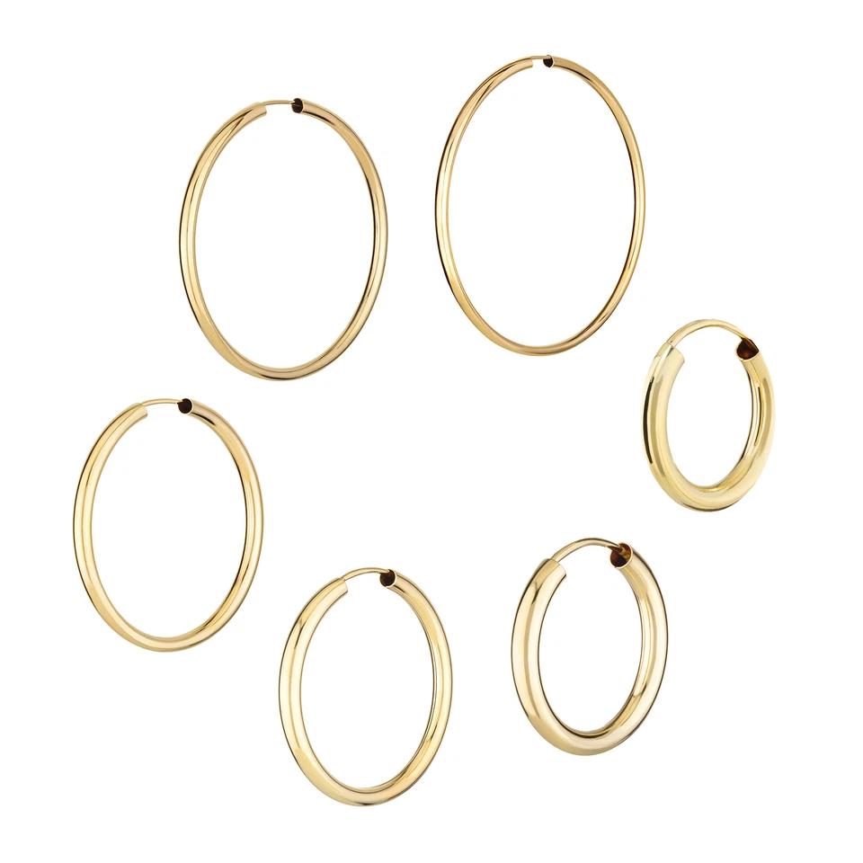 PAR DE PENDIENTES DE ARO ORO AMARILLO MACIZO 8K O 14K - Huggies individuales HOMBRES MUJERES NIÑOS Foto 1 de 1