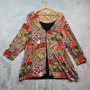 Half Moon Bay Womens Blouse Size 2X Animal Leaf Print Made In USA  - Picture 1 of 9