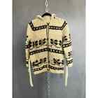 Vintage hand made hooded cowichan. Wooden buttons belted