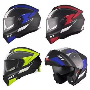 MT Genesis Cave Flip Up Motorcycle Crash Helmet Modular Motorbike Lid Blue Red - Picture 1 of 20