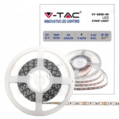 STRISCIA LED V-Tac SMD 5050 Monocolore da 5mt Strip LUCE BLU IP20 sku 212137 - Immagine 1 di 4