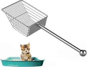 Fast Sifting Cat Litter Scoop, Stainless Steel Metal Litter Scooper with Deep Sh - Picture 1 of 2