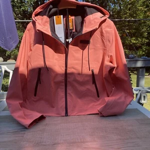TIMBERLAND Waterproof Hooded Jacket Women's XL Salmon Zipper Front Closure New - Picture 1 of 11