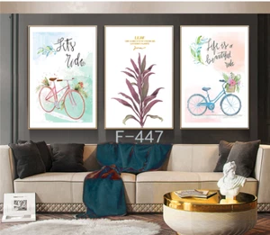 3 set BICYCLE & PLANT Canvas Wall Art Print Picture Painting Home Décor unframed - Picture 1 of 5