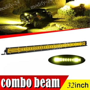 32" inch Slim Yellow LED Light Bar Spot Flood Combo Offroad SUV Driving ATV 30" - Picture 1 of 9