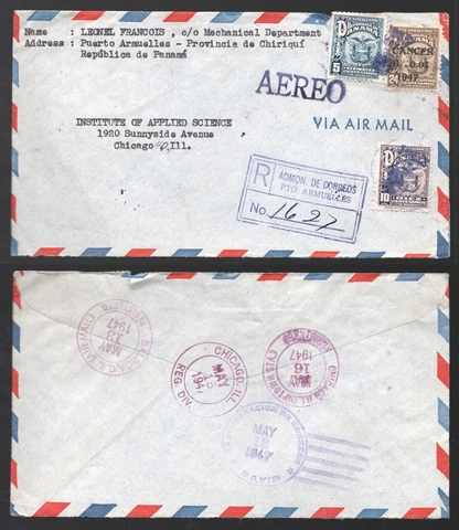 1947 Panama Registered Cover to USA Cover