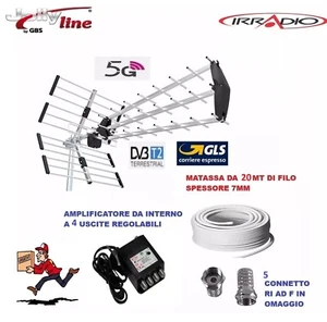 Kit Antenna TV Amplificata Esterna Digitale Terrestre Amplificatore da INTERNO - Foto 1 di 1
