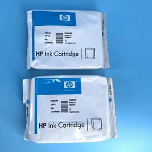 C4838A Hp 11 Ink Cartridge Yellow C4837A Magenta Sealed NEW OEM - Picture 1 of 4