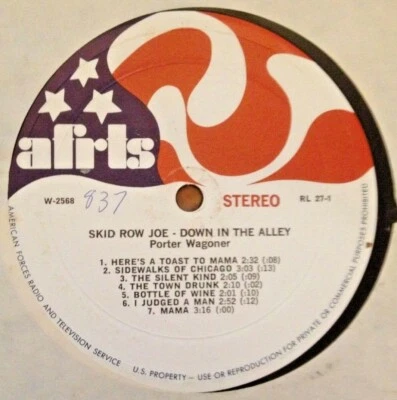 RADIO SHOW: AFN RL 27-1 MERLE HAGGARD "SALUTE BOB WILLS/PORTER WAGONER "SKID ROW - Image 1 of 2