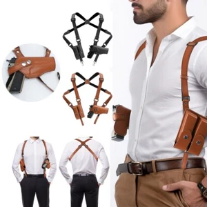General Shoulder Holster Vertical Gun Adjustable PU Leather Holster Right Hand - Picture 1 of 10