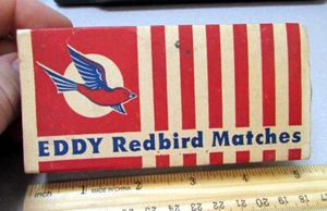 Caja de fósforos vacía vintage Eddy Redbird, hecha en Canadá, gran artículo de decoración de cocina - Imagen 1 de 3