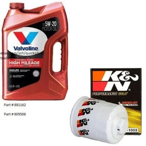 Valvoline 5W-20 High Mileage Synthetic Blend Motor Oil - 5 Qt's w/K&N Oil Filter - Picture 1 of 1