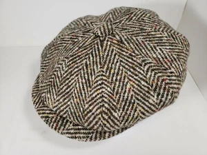 JOHN WHITE & SON HARRINGBONE DONEGAL TWEED APPLE CAP ( GOLF NEWSBOY IVY CAP ) - Picture 1 of 6