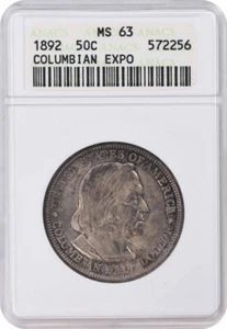 Columbian Commemorative Silver Half Dollar 1892 MS63 ANACS - Picture 1 of 2