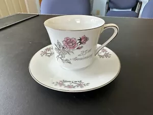 Romance Rose Collection - Treasure Masters - 25 Yr Anniversary Tea Cup & Saucer - Picture 1 of 4