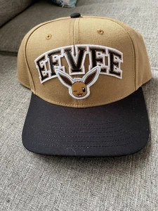 Pokemon Adult Embroidered EEVEE Beige Black Snapback Canvas Trucker Hat Cap NEW - Picture 1 of 9