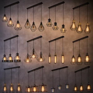 Vintage 3 Wege Pendelleuchte Industrial Metall LED Käfig Deckenleuchte Hängelampe - Bild 1 von 86