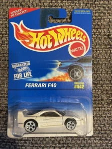 Hot Wheels Rare White Ferrari 🤍 F40 🤍 White w/ white 5 Hole wheels #442 - Picture 1 of 2