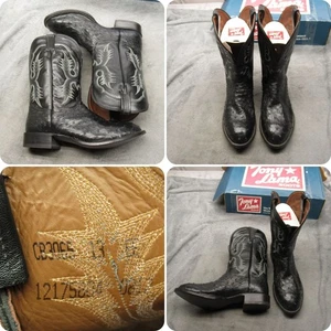 Tony Lama Herren Stiefel 13EE BLK Vollschaft Straußenleder Western Cowboy EINMAL GETRAGEN - Bild 1 von 23