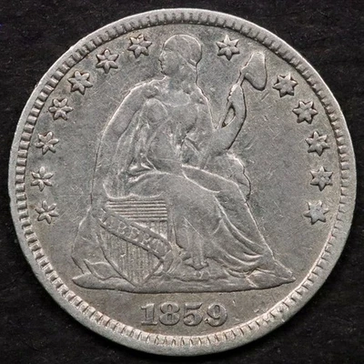 Media moneda de diez centavos Seated Liberty 1859 - en muy buen estado Foto 1 de 2