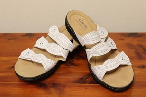 Sandalias Clarks para mujer "Laurieann Ayla" blancas con correa ajustable talla 10 M - Imagen 1 de 6