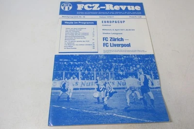 FC Zurich vs Liverpool vintage Europa cup Football Programme, 1976-77 - Image 1 of 4